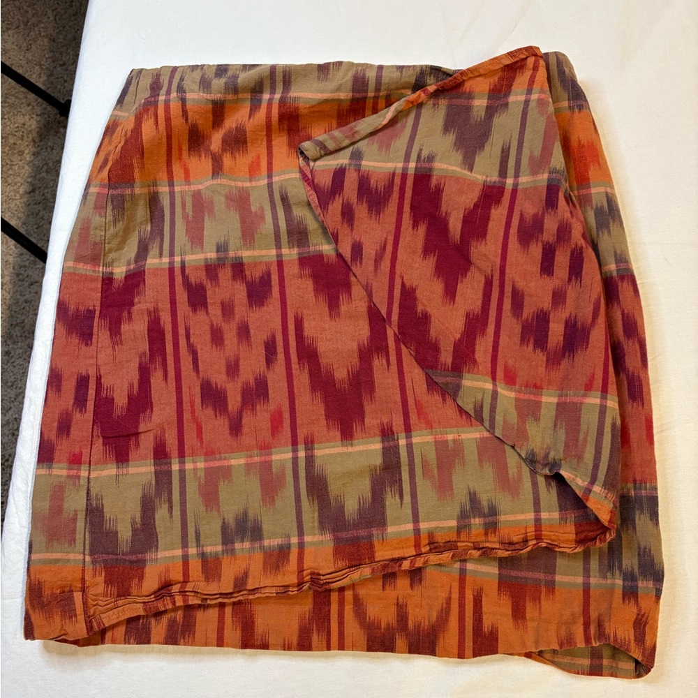 Ralph Lauren Asymmetrical Wrap Skirt in Rust, Olive & Burgundy